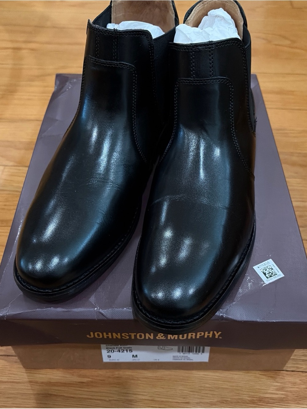 Men Johnston & Murphy Lewis Chelsea Boots Black 20-4215 Size 9